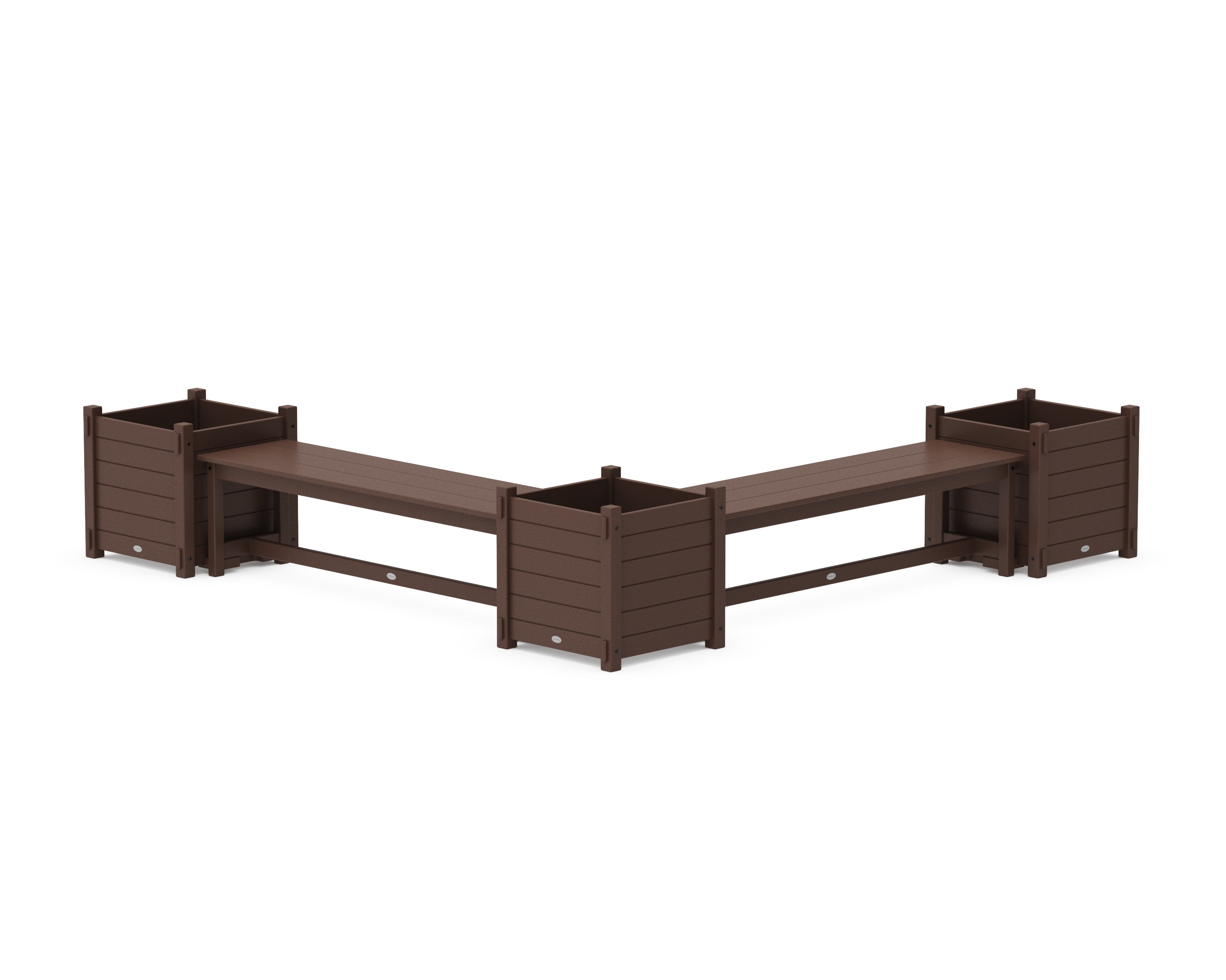 POLYWOOD® 60" Nautical L- Shaped Planter Bench Corner Set - Large in Mahogany