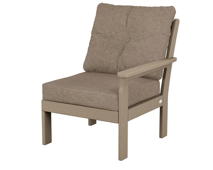 POLYWOOD® Vineyard Modular Right Arm Chair in Vintage Sahara / Spiced Burlap