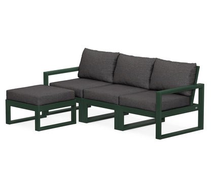 POLYWOOD® EDGE 4-Piece Modular Deep Seating Set with Ottoman in Green / Ash Charcoal