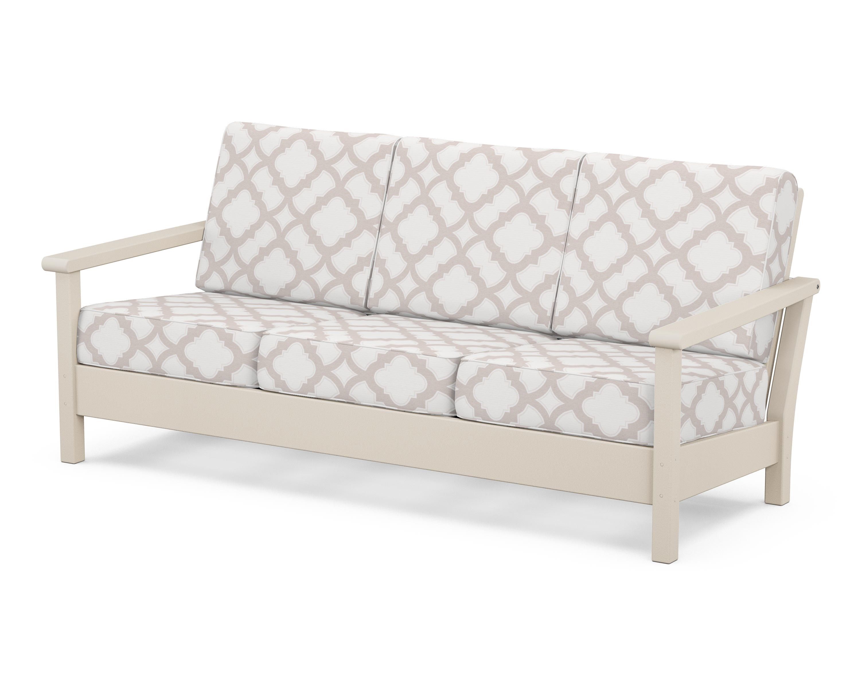 POLYWOOD® Harbour Deep Seating Sofa in Sand / Trellis Dune Burlap