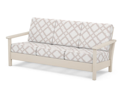 POLYWOOD® Harbour Deep Seating Sofa in Sand / Trellis Dune Burlap