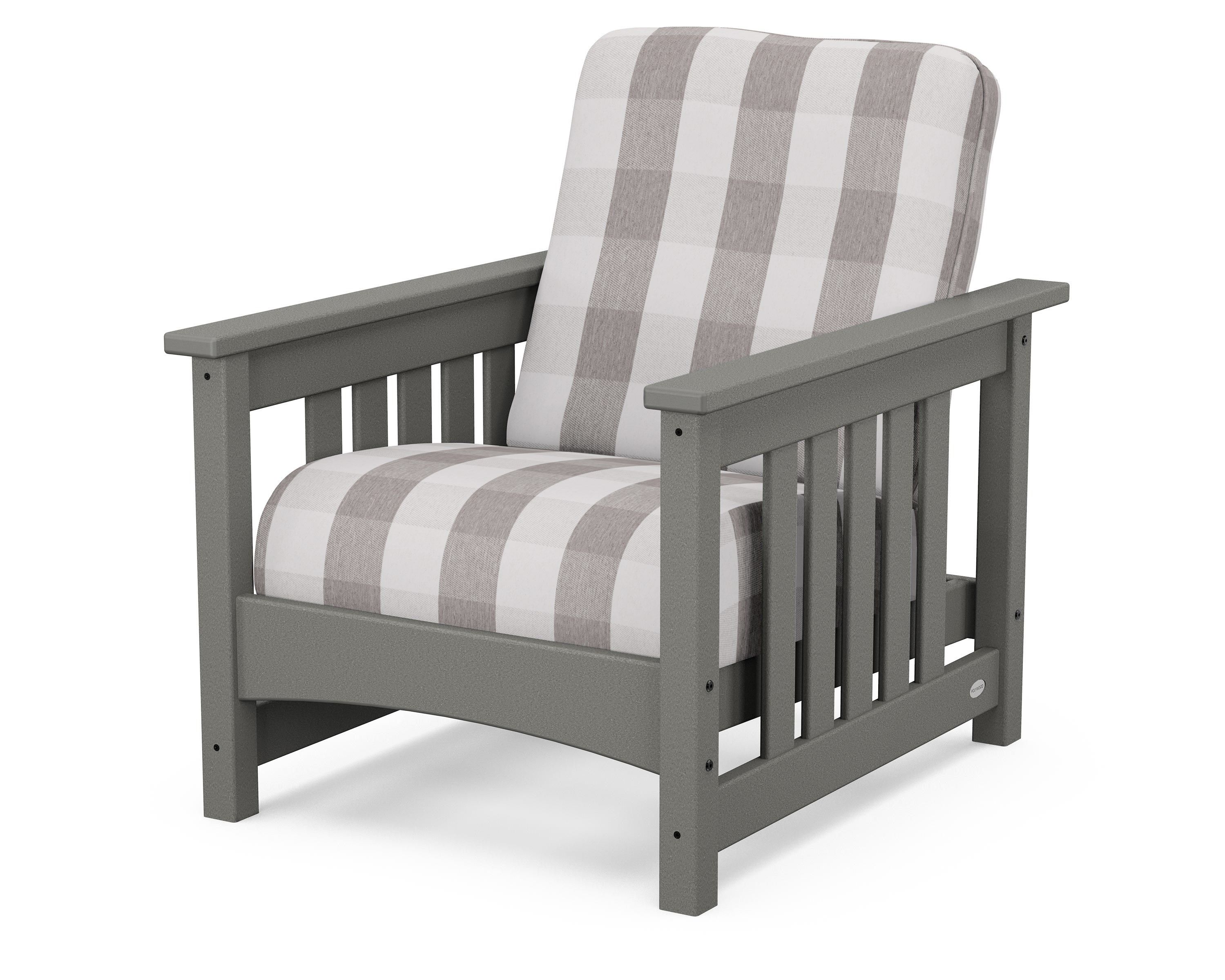POLYWOOD® Club Mission Chair in Slate Grey / Buffalo Plaid Grey Mist