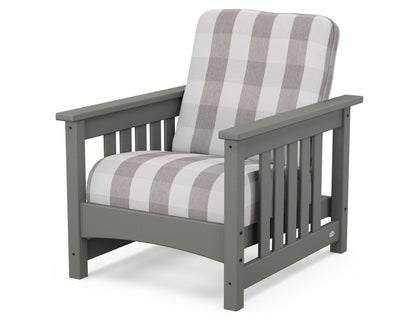 POLYWOOD® Club Mission Chair in Slate Grey / Buffalo Plaid Grey Mist