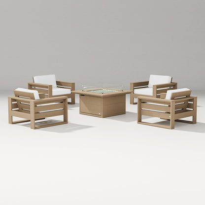 PW Designer Series Latitude 5-Piece Lounge Fire Table Set in Vintage Sahara / Natural