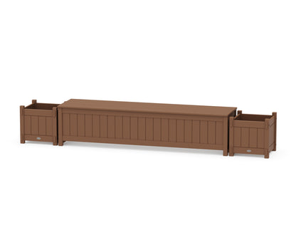 POLYWOOD® 72" Vineyard Straight Planter Storage Bench Set in Teak