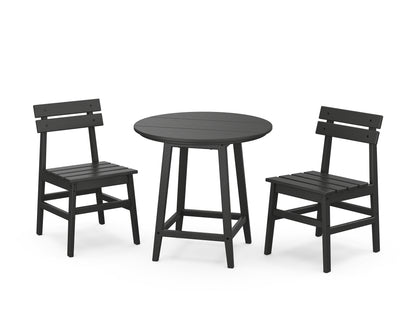 POLYWOOD® Modern Studio Plaza Chair 3-Piece Round Bistro Dining Set in Black