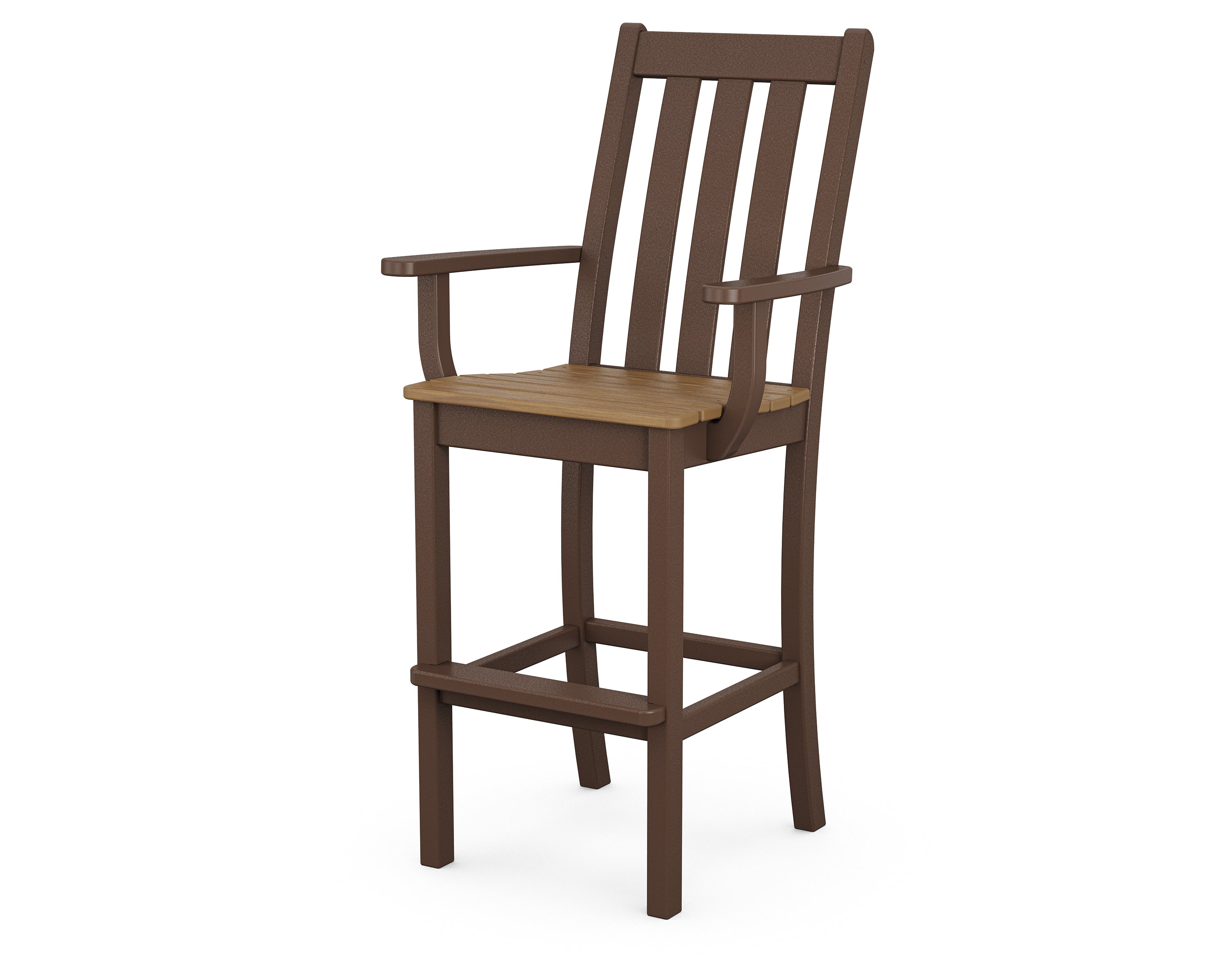 POLYWOOD® Vineyard Bar Arm Chair in Mahogany / Natural
