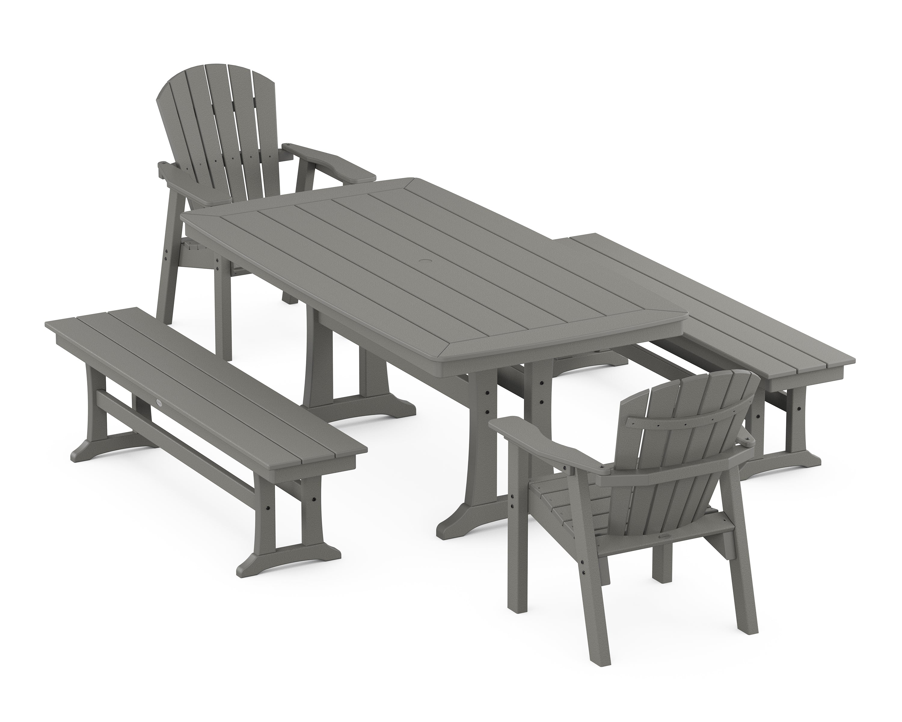 POLYWOOD® Seashell 5-Piece Dining Set with Trestle Legs in Slate Grey