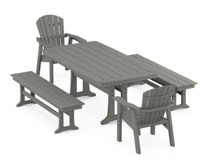POLYWOOD® Seashell 5-Piece Dining Set with Trestle Legs in Slate Grey