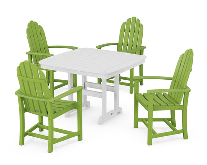 POLYWOOD® Classic Adirondack 5-Piece Dining Set with Trestle Legs in Lime / White