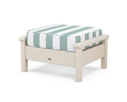 POLYWOOD® Harbour Deep Seating Ottoman in Sand / Cabana Stripe Glacier Spa