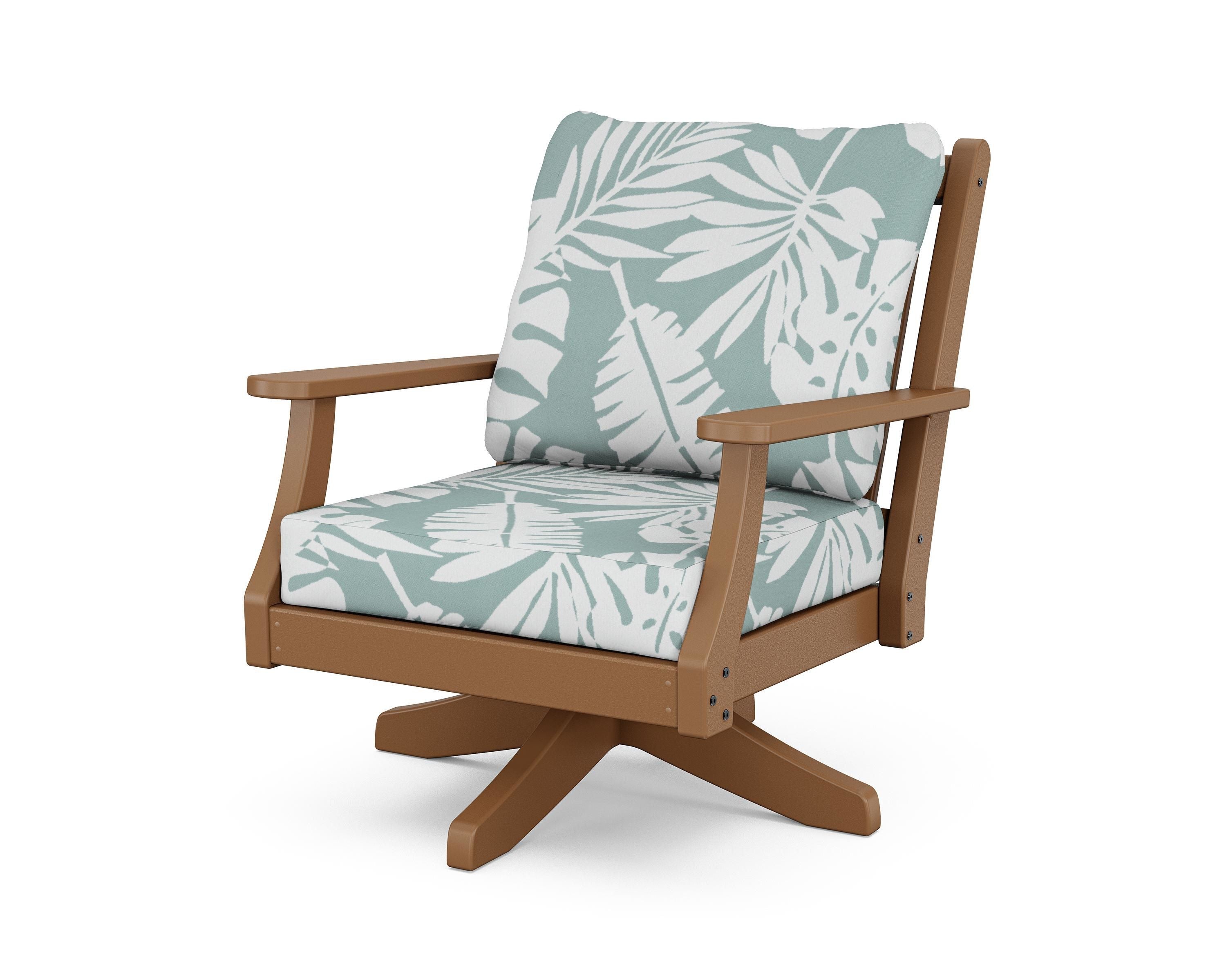 Country Living Wovendale Deep Seating Swivel Chair in Teak / Leaf Glacier Spa
