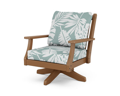 Country Living Wovendale Deep Seating Swivel Chair in Teak / Leaf Glacier Spa