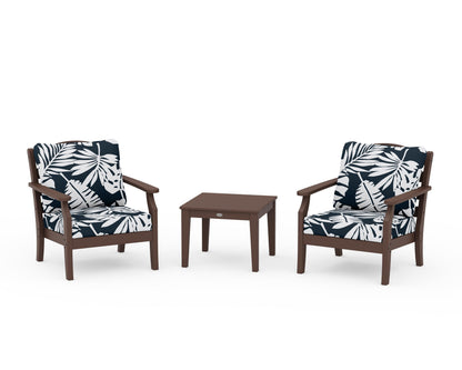 Draper James™ by  POLYWOOD® Savannah 3-Piece Deep Seating Set in Mahogany / Leaf Marine Indigo