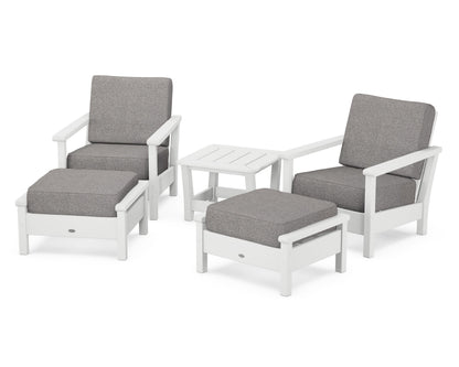 POLYWOOD® Harbour 5-Piece Deep Seating Chair Set in White / Grey Mist