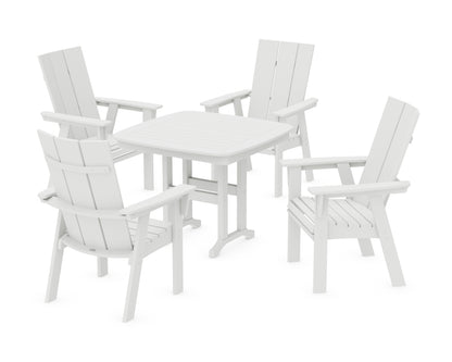 POLYWOOD® Modern Curveback Adirondack 5-Piece Dining Set in White