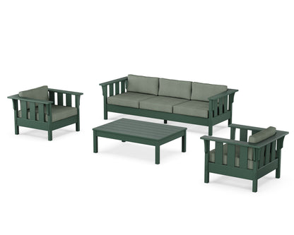 Martha Stewart by POLYWOOD® Acadia 4-Piece Deep Seating Set with Sofa in Green / Cast Sage
