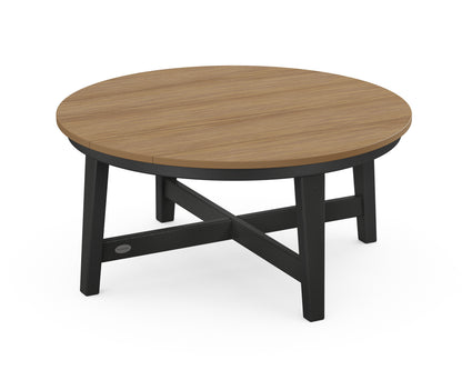 POLYWOOD® Newport 36" Round Coffee Table in Black / Natural