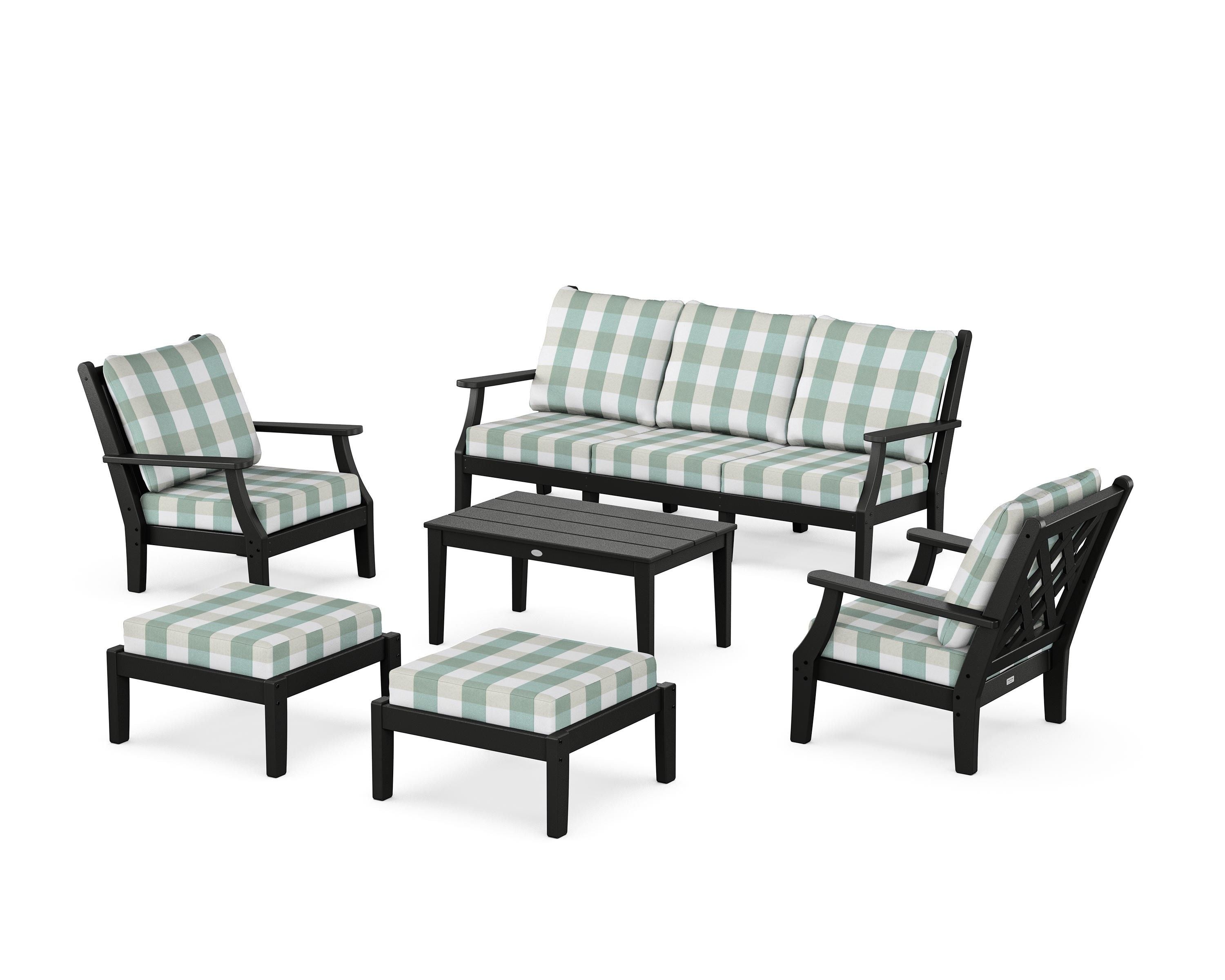 Country Living Wovendale 6-Piece Lounge Sofa Set in Black / Buffalo Plaid Glacier Spa