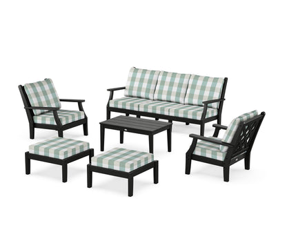 Country Living Wovendale 6-Piece Lounge Sofa Set in Black / Buffalo Plaid Glacier Spa