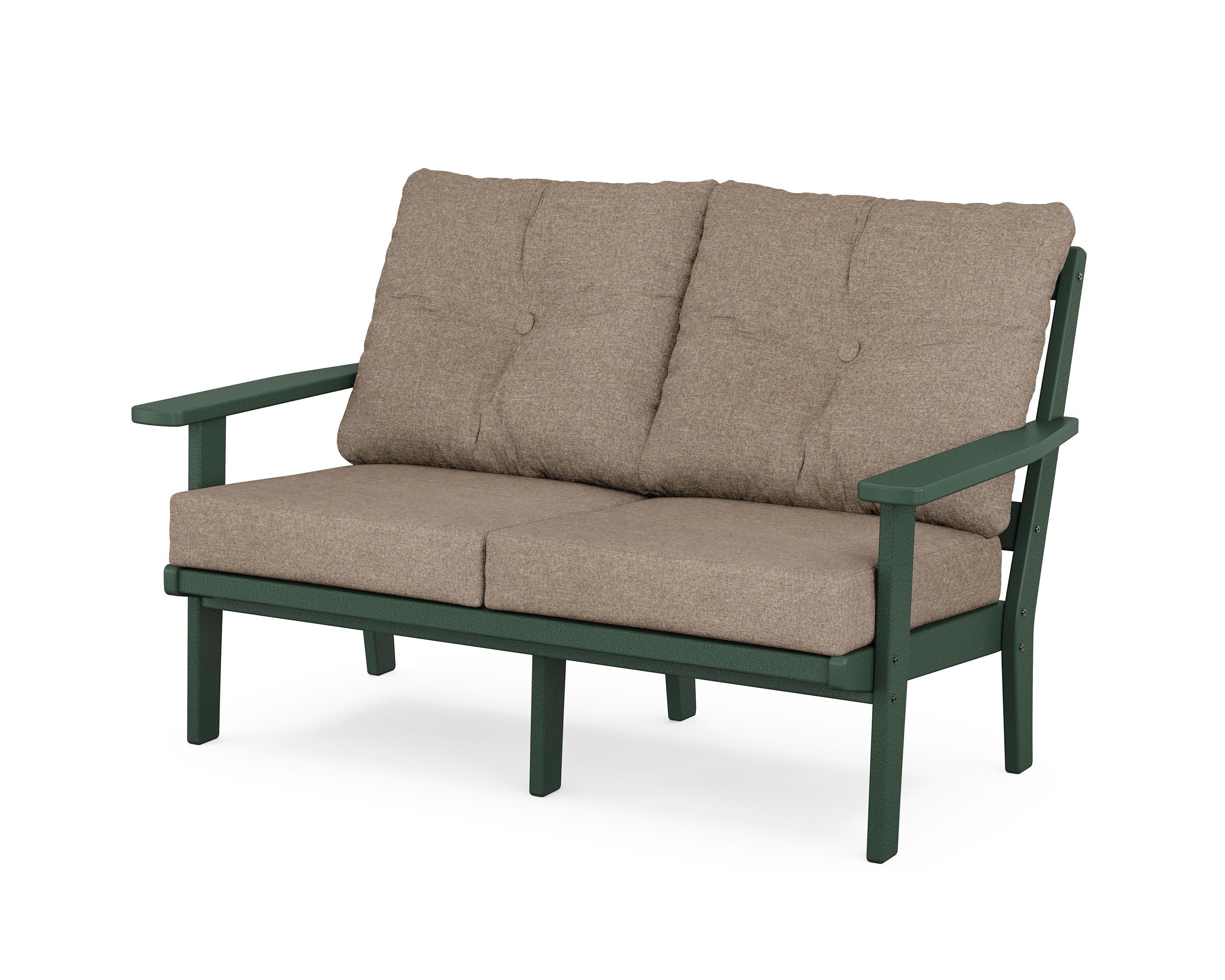 POLYWOOD® Prairie Deep Seating Loveseat in Green / Spiced Burlap