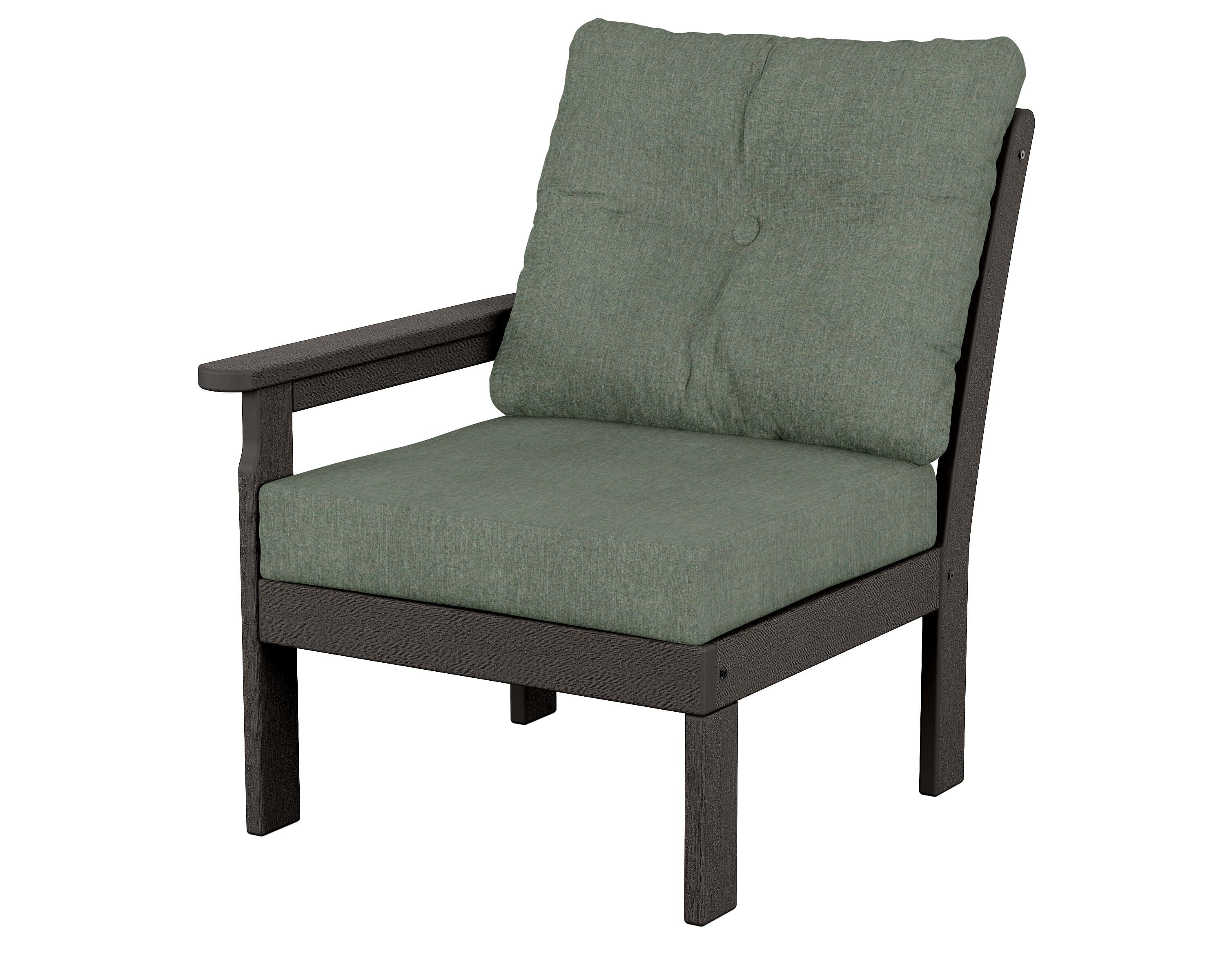 POLYWOOD® Vineyard Modular Left Arm Chair in Vintage Coffee / Cast Sage