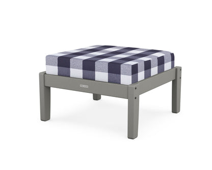 Martha Stewart by POLYWOOD® Chinoiserie Deep Seating Ottoman in Slate Grey / Buffalo Plaid Navy