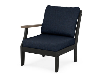 POLYWOOD® Braxton Modular Left Arm Chair in Black / Kona / Marine Indigo