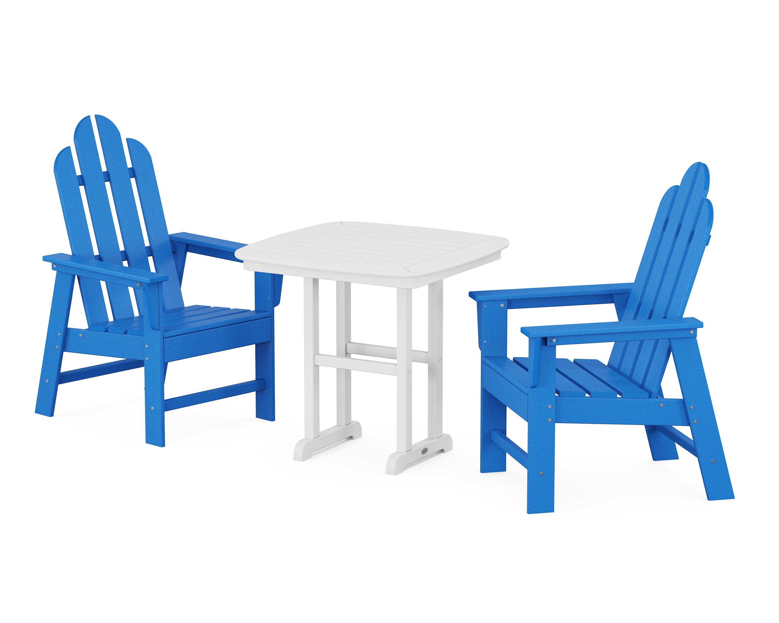 POLYWOOD® Long Island 3-Piece Dining Set in Pacific Blue / White