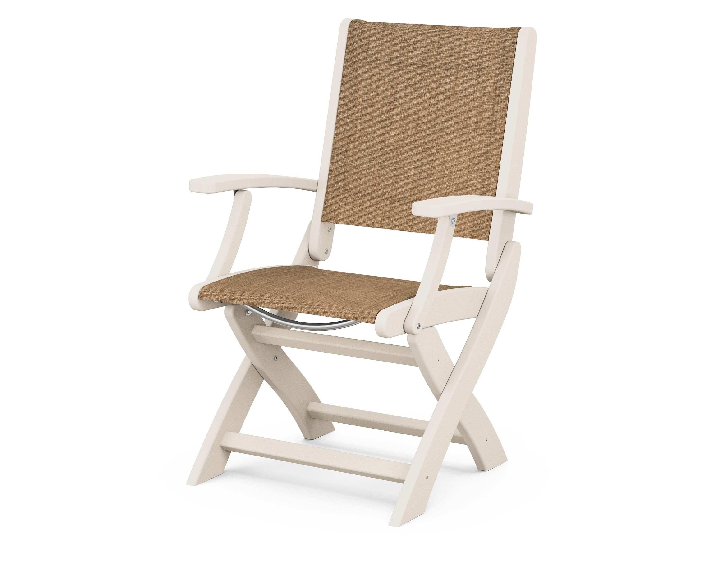 POLYWOOD® Coastal Folding Chair in Sand / Burlap Sling
