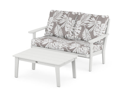 POLYWOOD® Lakeside 2-Piece Lounge Loveseat Set in White / Leaf Grey Mist