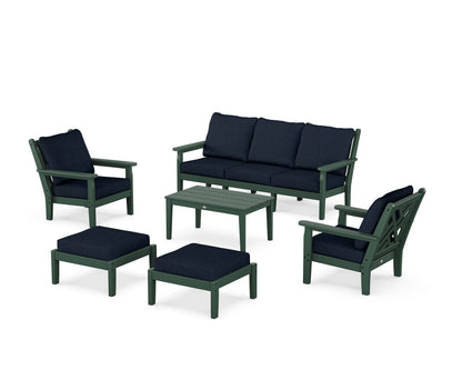 POLYWOOD® Chippendale 6-Piece Lounge Sofa Set in Green / Marine Indigo