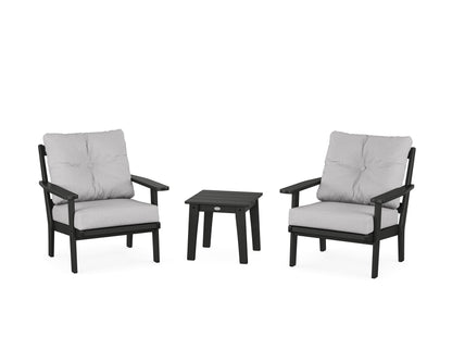 POLYWOOD® Oxford 3-Piece Deep Seating Set in Black / Granite