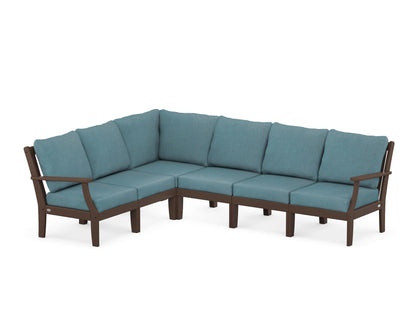 POLYWOOD® Braxton Modular 6-Piece Deep Seating Set in Mahogany / Ocean Teal