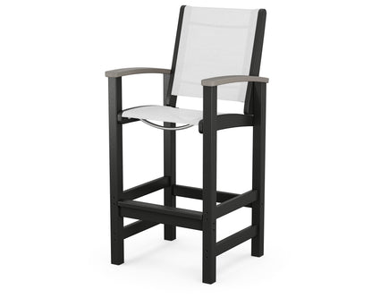 POLYWOOD® Coastal Bar Chair in Black / Driftwood / White Sling