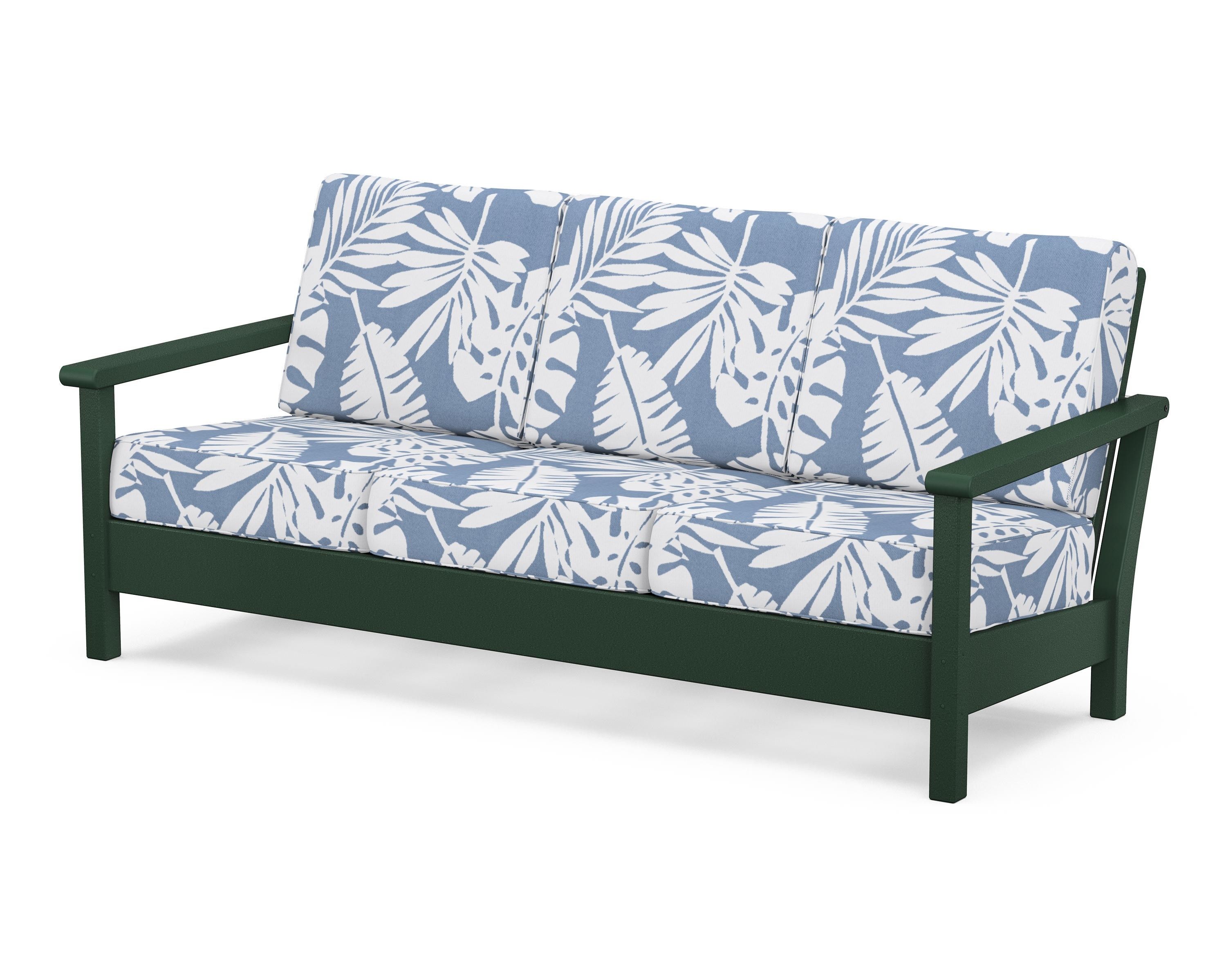 POLYWOOD® Harbour Deep Seating Sofa in Green / Leaf Sky Blue