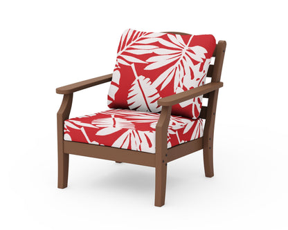 Draper James™ by  POLYWOOD® Savannah Deep Seating Chair in Teak / Leaf Crimson