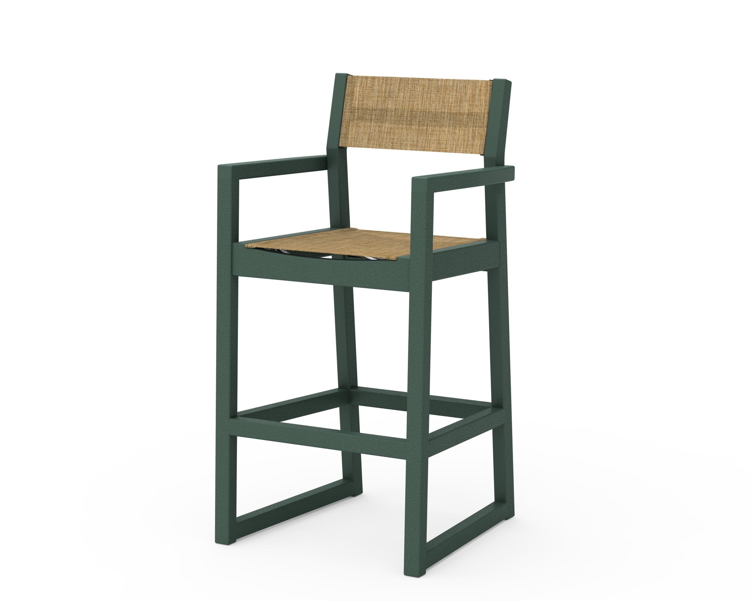 POLYWOOD® EDGE Sling Bar Arm Chair in Green / Burlap Sling
