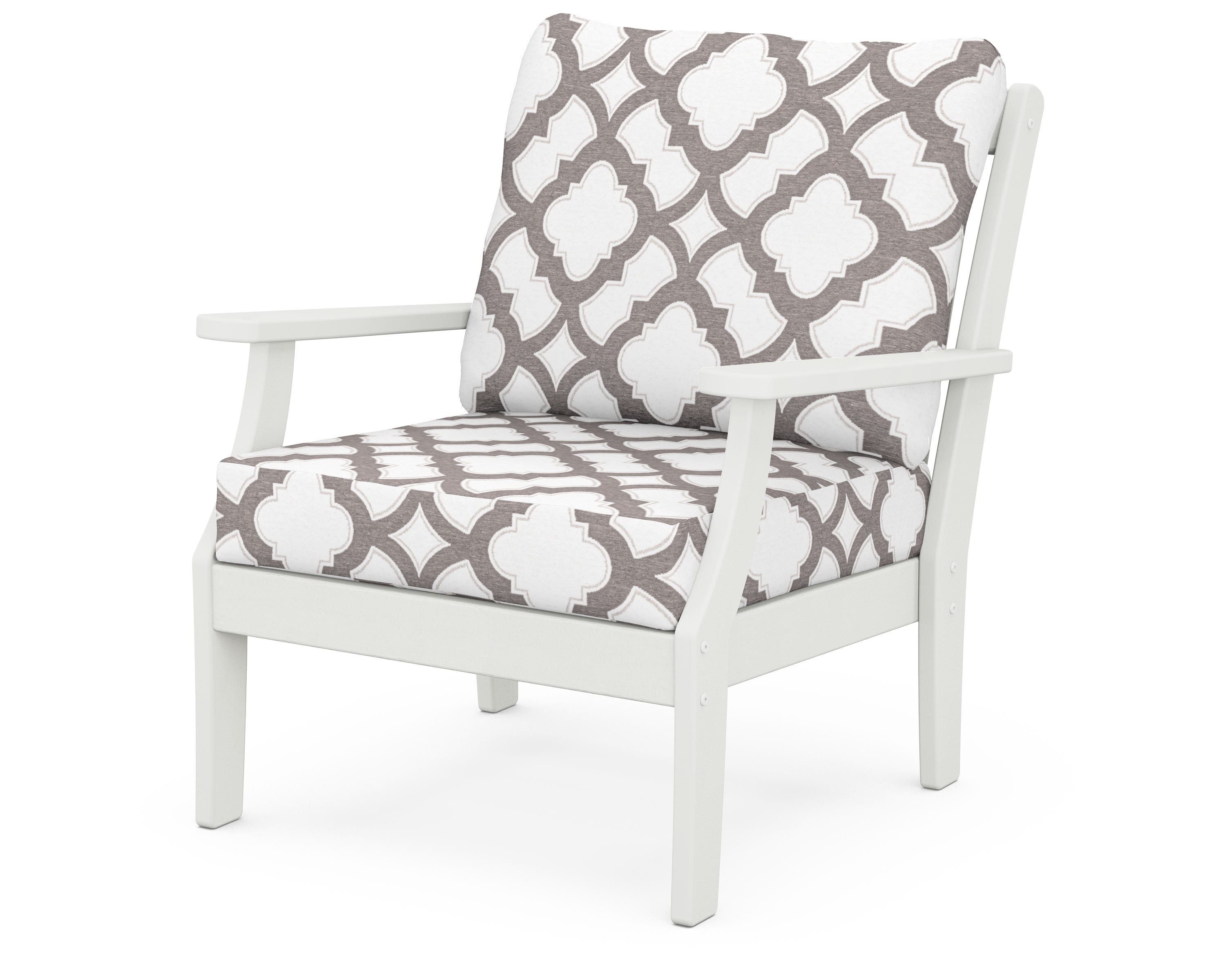 POLYWOOD® Braxton Deep Seating Chair in Vintage White / Trellis Grey Mist