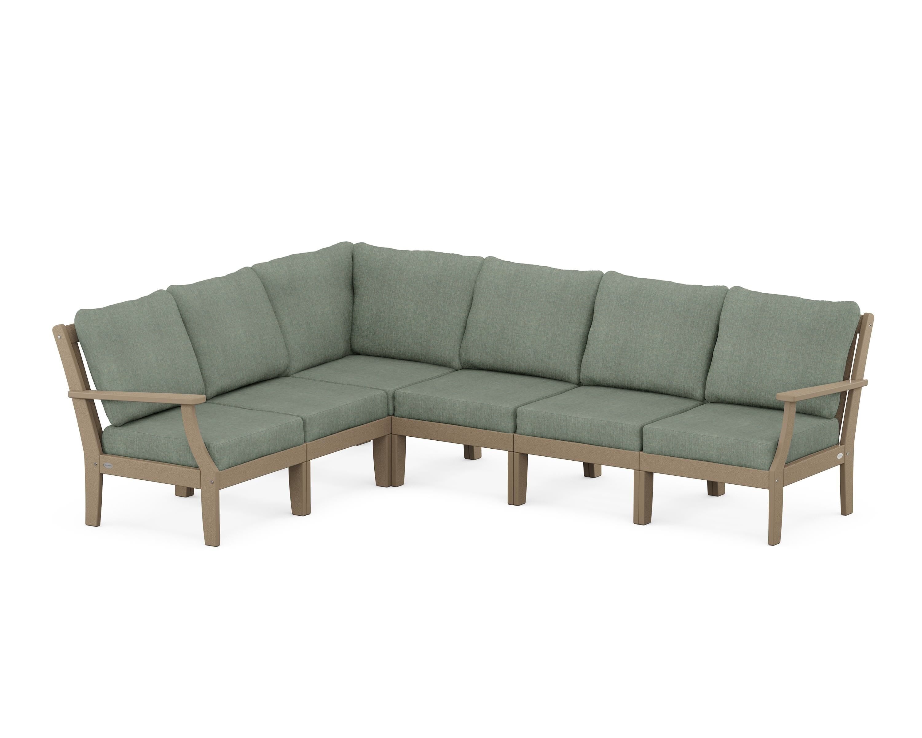 POLYWOOD® Braxton Modular 6-Piece Deep Seating Set in Vintage Sahara / Cast Sage
