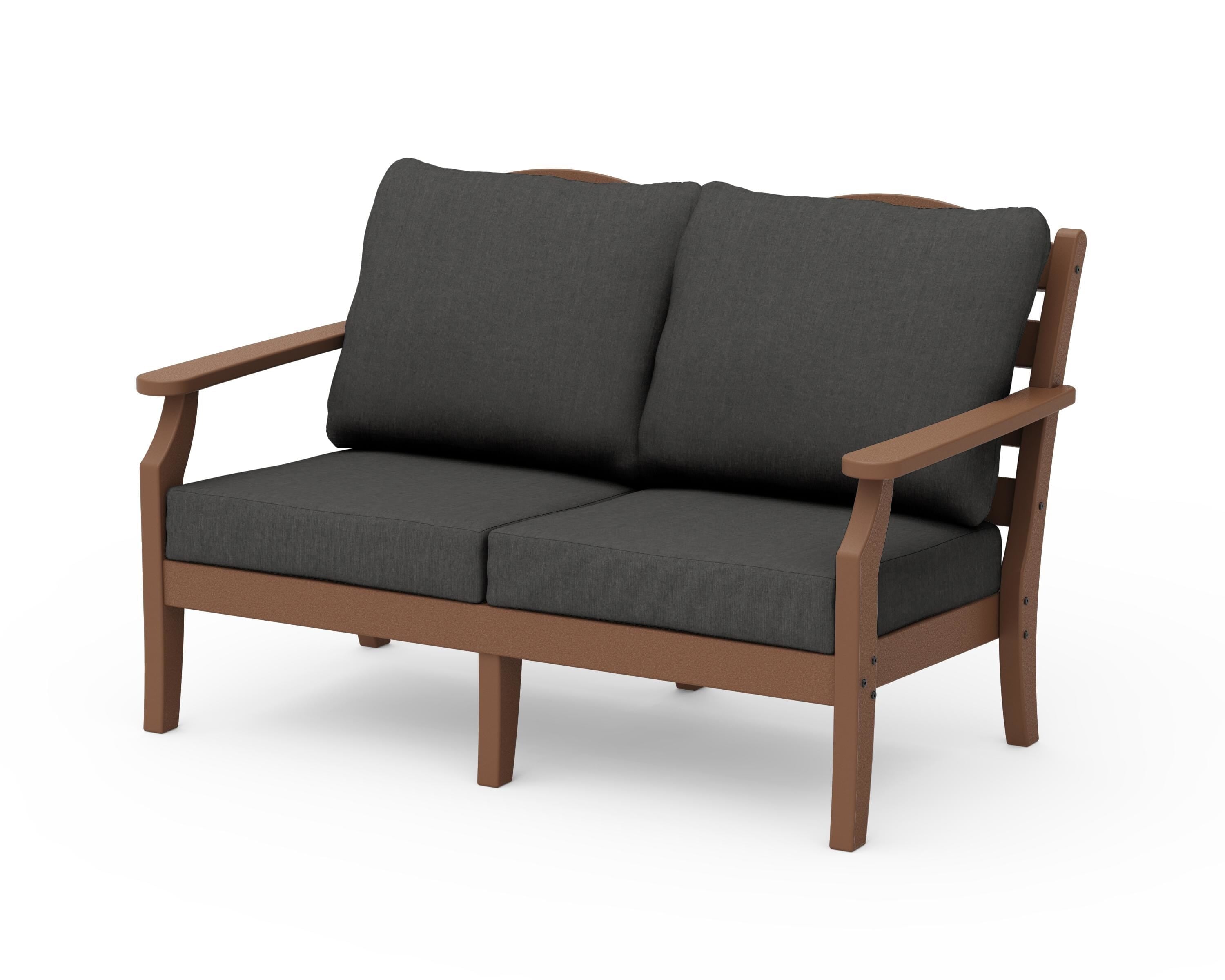 Draper James™ by  POLYWOOD® Savannah Deep Seating Loveseat in Teak / Spectrum Carbon