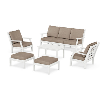 Country Living Wovendale 6-Piece Lounge Sofa Set in White / Spiced Burlap