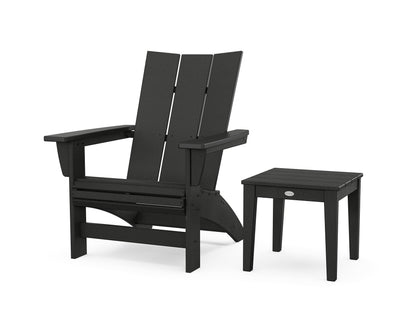 POLYWOOD® Modern Grand Adirondack Chair with Side Table in Black