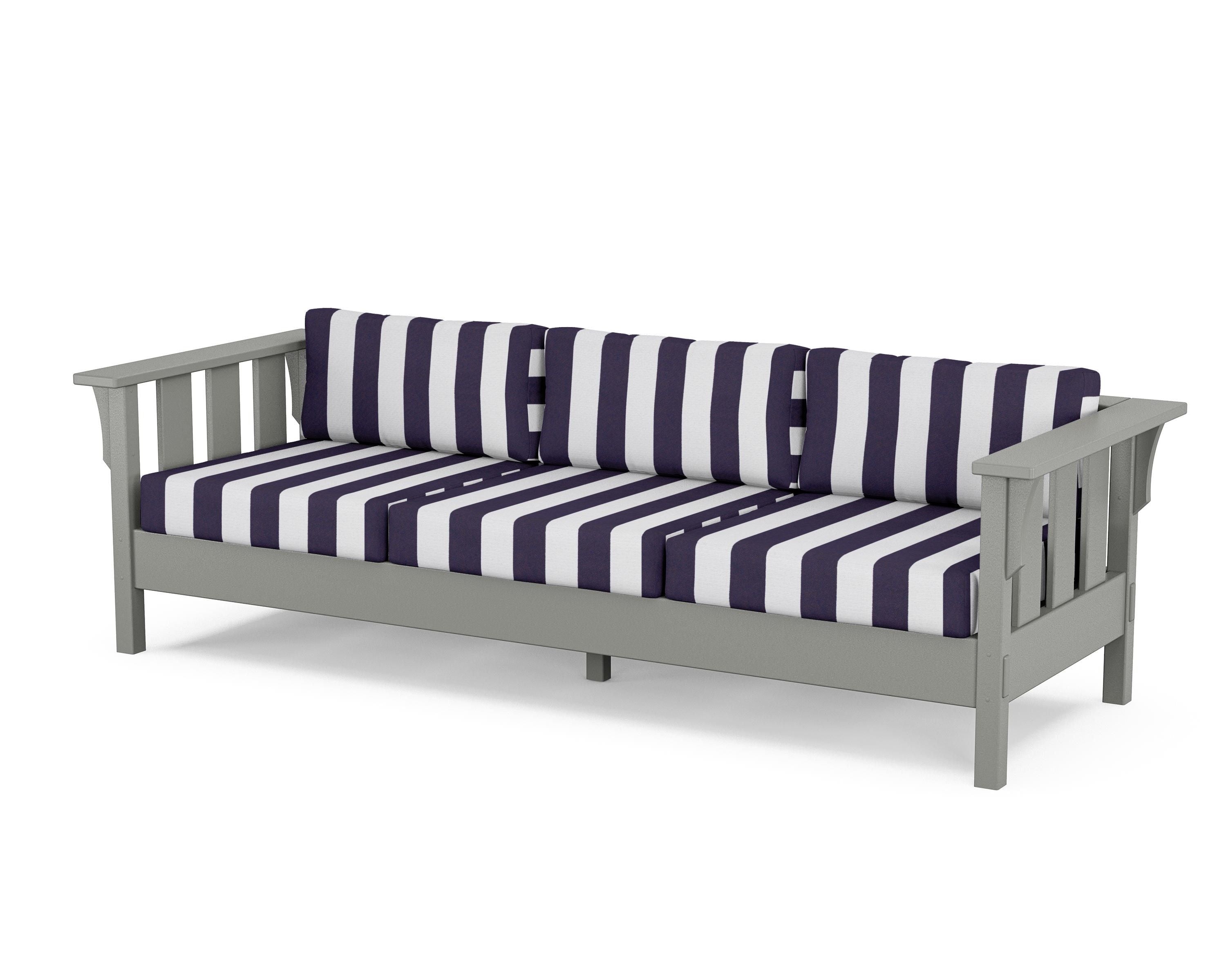 Martha Stewart by POLYWOOD® Acadia Deep Seating Sofa in Slate Grey / Cabana Stripe Navy