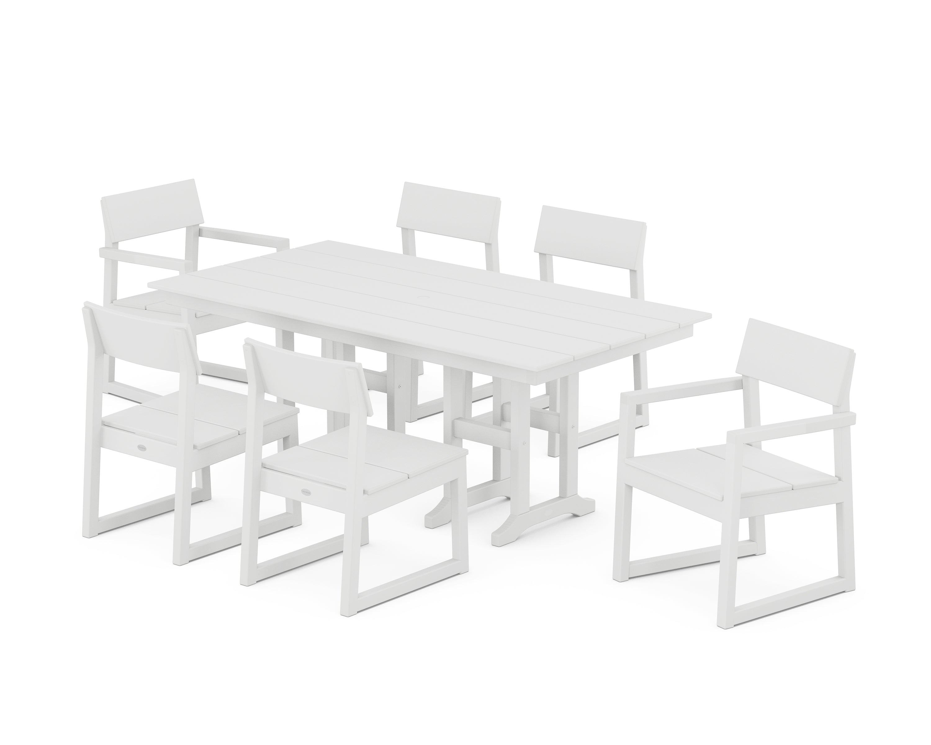 POLYWOOD® EDGE 7-Piece Farmhouse Dining Set in White
