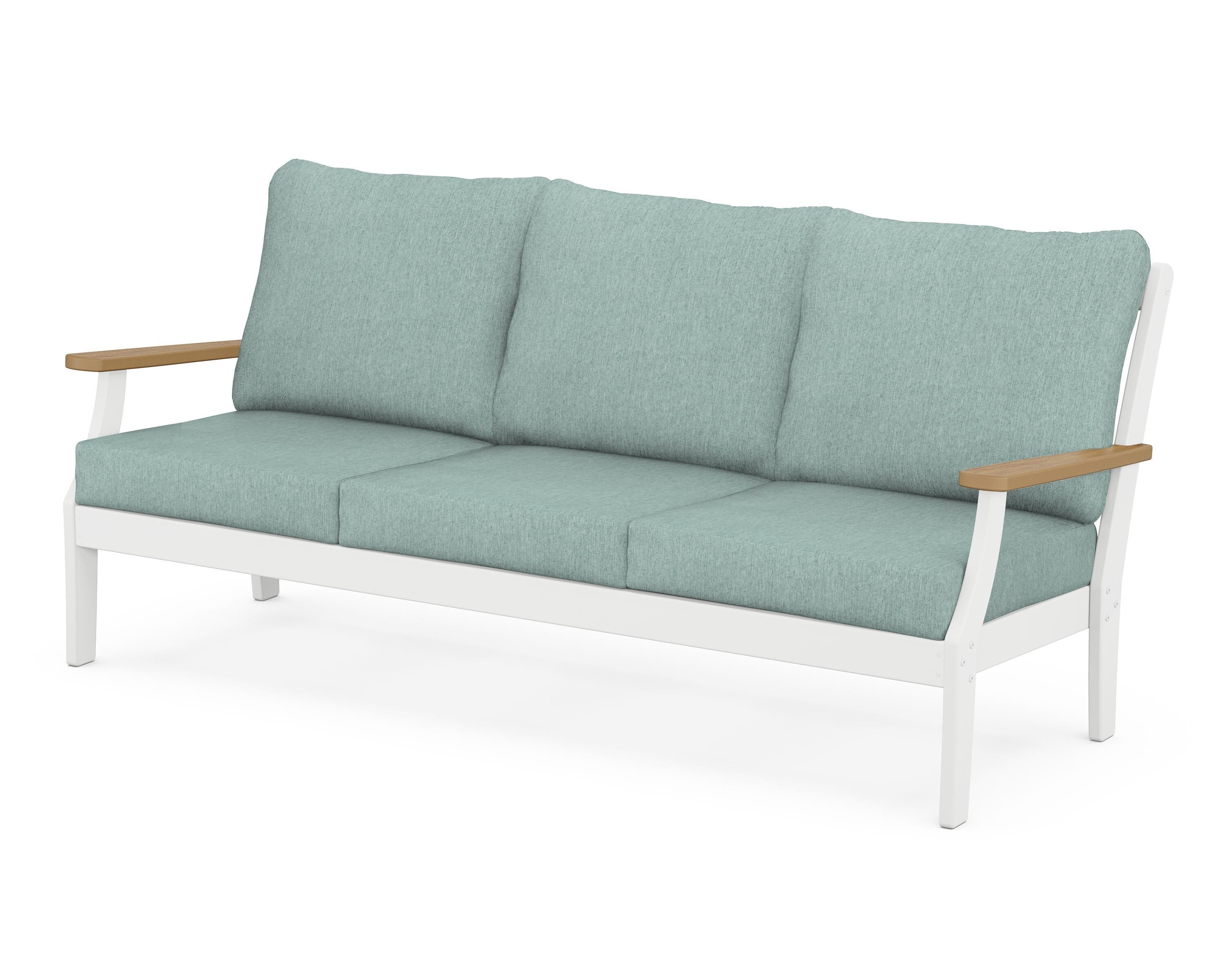 POLYWOOD® Braxton Deep Seating Sofa in White / Natural / Glacier Spa