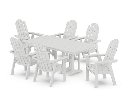 POLYWOOD® Vineyard Curveback Adirondack Chair 7-Piece Farmhouse Dining Set in White