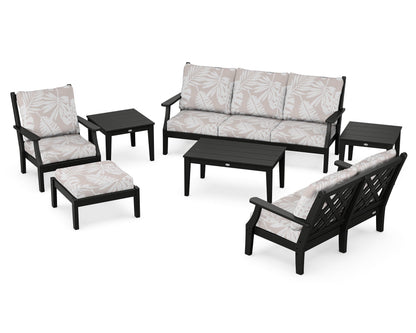 Country Living Wovendale 7-Piece Deep Seating Set in Black / Leaf Dune Burlap