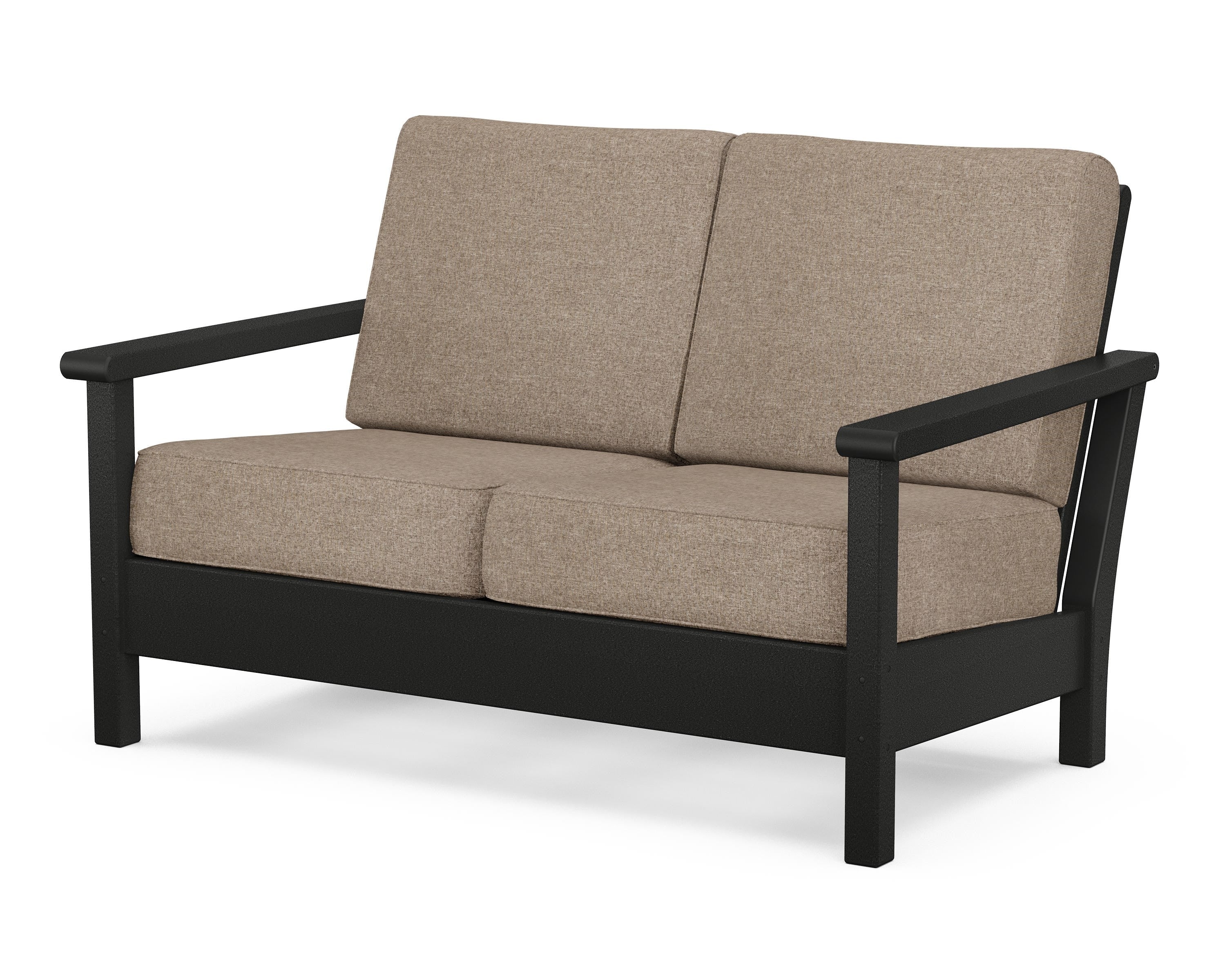 POLYWOOD® Harbour Deep Seating Loveseat in Black / Spiced Burlap