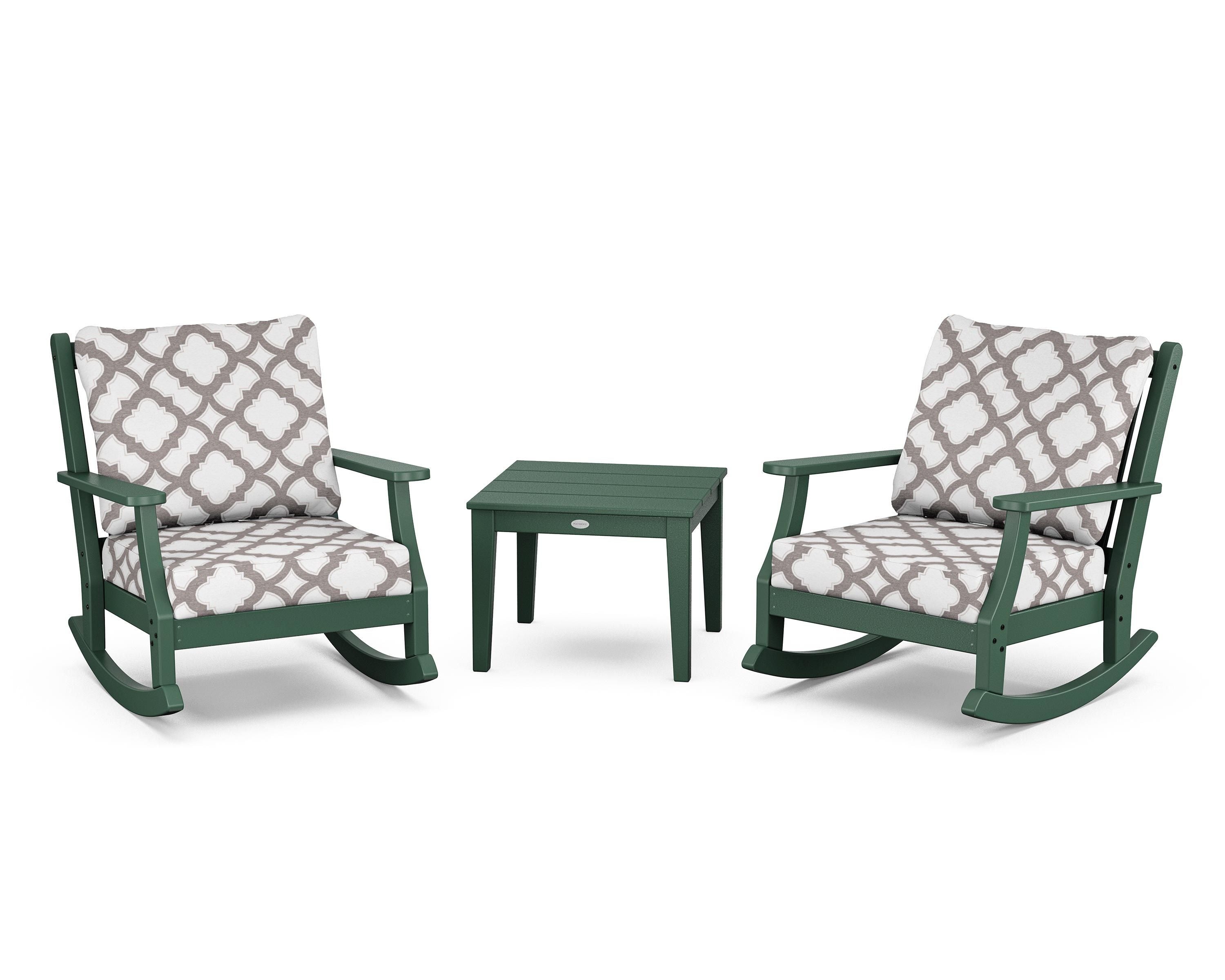 Country Living Wovendale 3-Piece Deep Seating Rocker Set in Green / Trellis Grey Mist